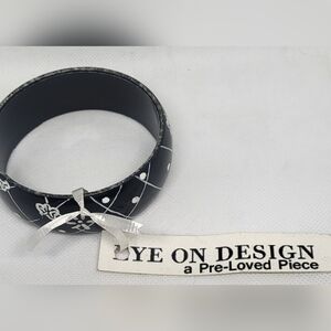 Black White Patterned Bangle Bracelet Graphic Statement Jewelry